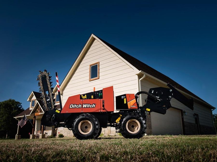 A trenching machine, used for installing sprinklers.